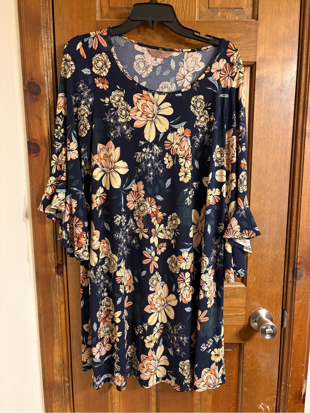 SJS Navy Floral Long Sleeve Swing Dress